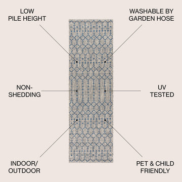Ourika Moroccan Geometric Textured Weave Indoor/outdoor Runner Rug